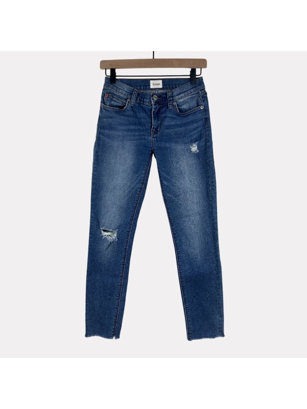Hudson Krista Super Skinny Distressed Jeans Womens 26 Mediume Wash DIY Raw Hem